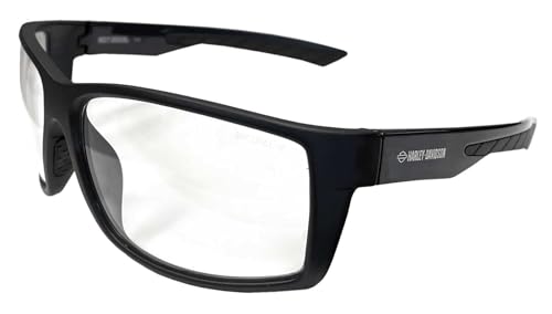 Harley-Davidson Men's Tech Square Sunglasses, Matte Black Frames & Clear Lenses