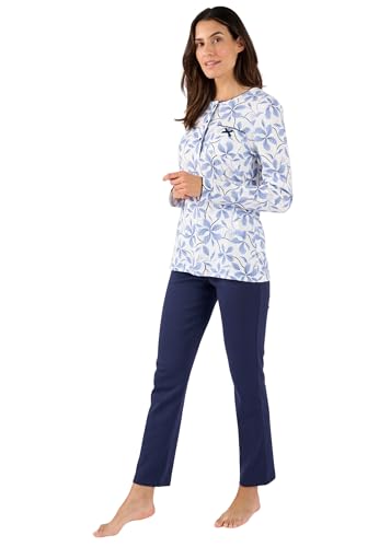 Pyjama bleu Damart vêtement de nuit femme taille L 46-48 ensemble homewear