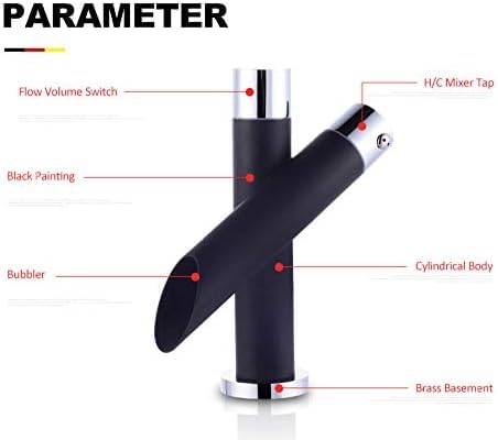 Robinet de salle de bains noir anti-trace et mitigeur de lavabo durable - 3