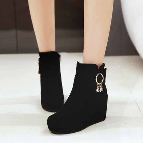 Womens Wedges Ankle Boots Platform Round Toe Fashion3