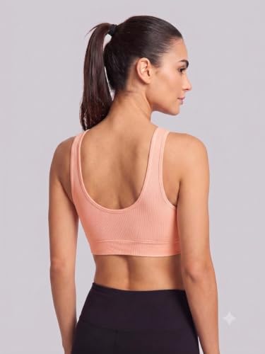 Image of Seamless Comfort: Padded Slip-On Sports Bra for Women - Effortless Support and Style (Free Size-Best for 30 to 36 Boob Size)