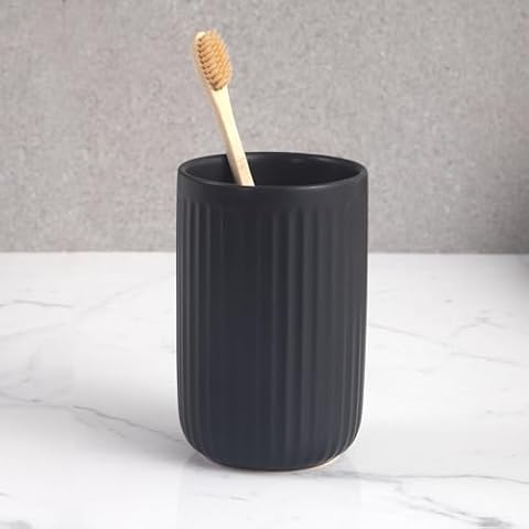 Matte Black Ceramic Toothbrush Holder Set Cover
