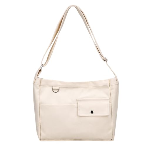 Image of Cotton Tote Handbag Women Canvas Crossbody Beach Bag Hobo Shoulder Tote Bag with 3 External Pocket,Zipper Closure