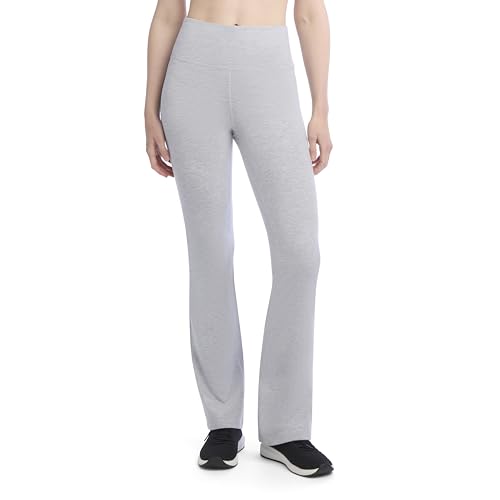Jockey Women's Soft Stretch Cotton High Waist Flare Leg Yoga Pants Light Heather Grey