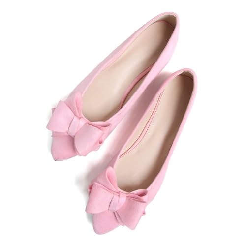 Image of TN TANGNEST Women's Flats Comfortable Dressy Slip On | Pointed Toe Bow Ballet Shoes, Business Casual Office Flats, Suede Flat Shoes