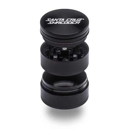 Santa Cruz Shredder Herb Grinder 3 Piece Medium 2 1/8' Superior Grip and Aluminium (Black)