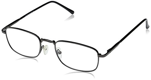 OPTX 20/20 Unisex-Adult Optx 20/20 Wall St+100 Shiny Gun Metal WAL+100SGUN Rectangular Reading Glasses, Gun Metal, 1