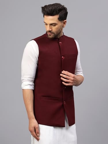 Image of LATEST CHIKAN Men's Traditional Tweed Cotton Checkred Premium Nehru Jacket /Waistcoat