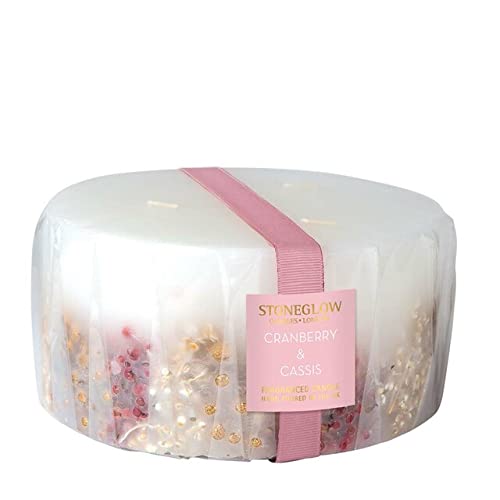 Stoneglow Candles Seasonal Collection Bougie pilier à 3 mèches Canneberge et cassis
