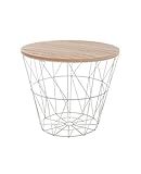 Atmosphera – Mesa de café de metal gris y tablero de madera de 30,5 cm de altura
