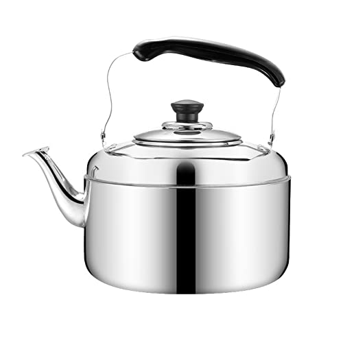 Bouilloire sifflante en acier inoxydable, 5 L/6 L/7 L - Grande capacité - Réchaud à gaz domestique - Cuisinière à induction - Théière universelle pour brasser le café - 7 L