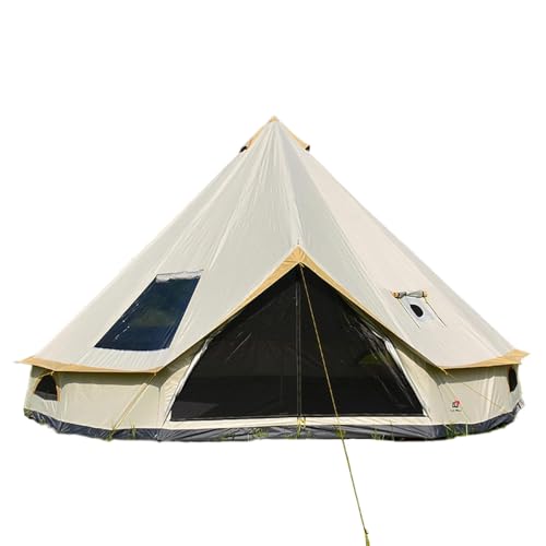SECTORWING Glamping Bell Tent with Top Stove Jack for All Year Living, 300D Oxford Waterproof Yurt Tents House for Camping Glamping,Parties,Outdoor Events (Off White, 5M/16.4ft| 6Person)