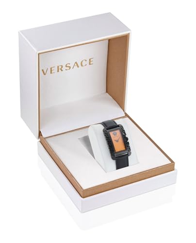 Versace Flair Collection Luxury Mens Watch Timepieces with a Black Strap and Case Featuring a Orange Dial4