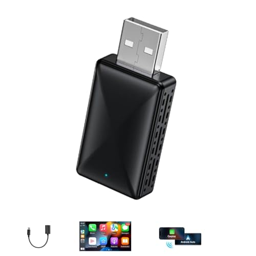 Muachspi Mini Wireless Carplay Adapter 2025, Easy to Set Up and Upgrade Wired CarPlay&Android Auto to Wireless, Connects Quickly, Portable Mini Car Play Dongle, Fit for Cars with Built-in CarPlay