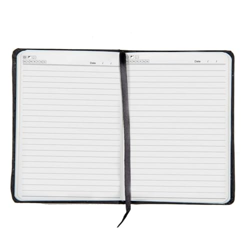 Image of AccuPrints Pack of 3 A6 Hard Bound Diary Size 6 x 4.2 inches with 160 Pages | Notebook Diary with Elastic Lock PU Leather Pocket Diary for Office (Black)