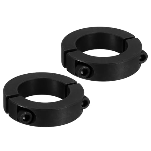 PATIKIL Bore 38mm Double Split Shaft Collar 60mm OD 15mm Thickness, 2 Pack 45#Carbon Steel Locking Collar Clamp Style with Set Screw for Machine Tools Industry, Black