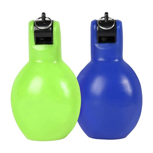 CALANDIS™ 2 Pieces Hand Squeeze Whistles Coaches Whistle for Basketball Trekking Walking Green and Blue | Safety Whistles | Emergency Gear | Camping Hiking | Outdoor Sports
