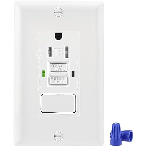 Wengart GFCI Outlet,Tamper Resistant GFCI Receptacle with Combination Switch,ETL Listed,Back &Side Wire,White (TR15Amp) Cover