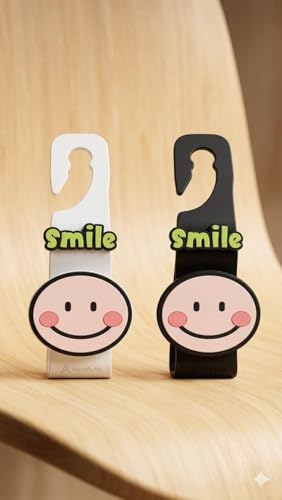 Image of VORLA Car Seat Gap Filler Organizer with Phone Holder, Upgrade Version, Prevents Falling, Black, Set of 2 (Smiley Storage Hook)