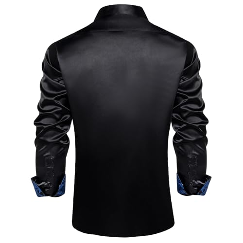 Chemise formelle en satin uni pour homme avec col patchwork chic - 3