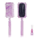 Cepillo Defnidor de Rizos Profesional, Cepillo Curly para Formar y Definir Rulos, Reduce Tirón, Frizz y Separación - Bordes Suaves - Unisex (Violeta, Con garra limpiadora)