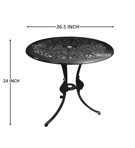 Image of BRISHI Cast Aluminium Garden Patio Seating Chair and Table Set for Balcony Outdoor Furniture with 1 Table and 4 Chair Set (Black)