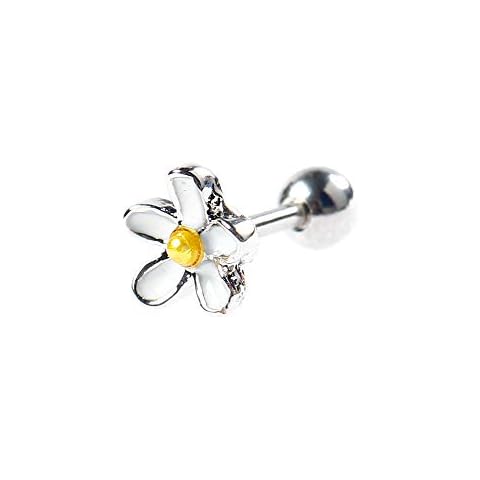 BODYA 18g White Enamel Daisy Ear Piercing Cover