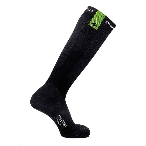DISSENT Unisex Adults IQ Fit LoPro High-Performance Low-Profile Padded Warm Over the Calf All-Day Merino Wool Ski Socks, Large