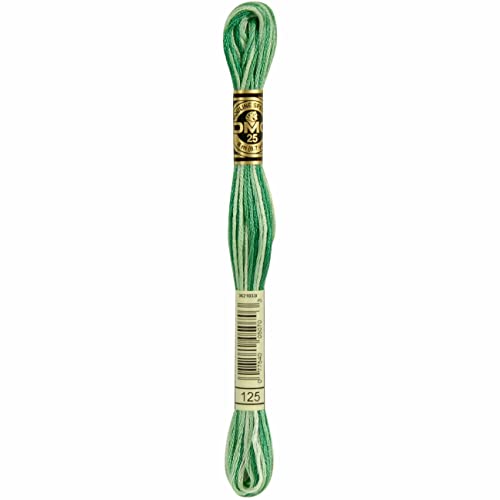 DMC 117-125 Mouline Stranded Cotton Six Strand Embroidery Floss Thread, Variegated Seafoam Green, 8.7-Yard