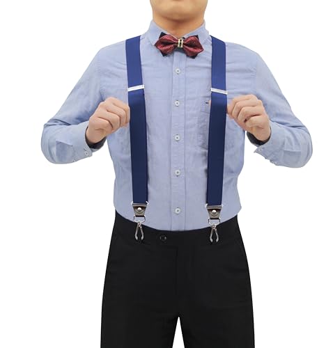 Image of Hook Suspenders for Men Swivel Hooks Adjustable Elastic Retro Suspenders