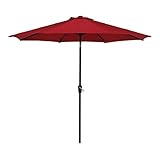 Grand patio 9.7 FT Aluminum Patio Umbrella, 8 Ribs Powder Coated Outdoor Market Umbrella, UV Protective Beach Umbrella with Push Button Tilt and Crank, Red
