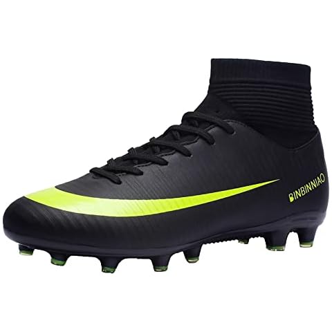 Soccer Shoes Men's AG Spiked Football Shoes Professional Outdoor High-Top Soccer Shoes Non-Slip Comfortable,E,5 UK Cover