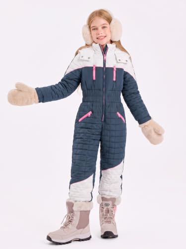 Image of Haloumoning Kid Snowsuit Girls Hooded Waterproof Insulated Ski Suit