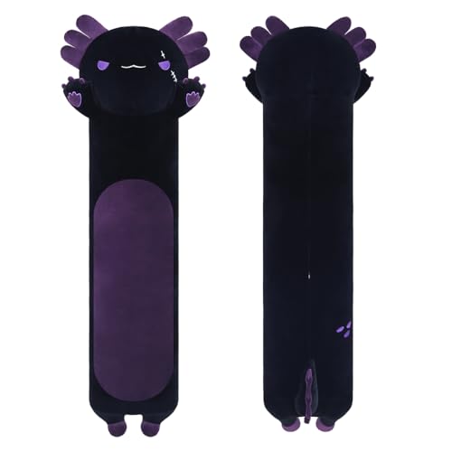 Yeqivo Axolotl - Almofada de peluche comprida Axolotl, macia e comprida para dormir (70 cm, roxo)