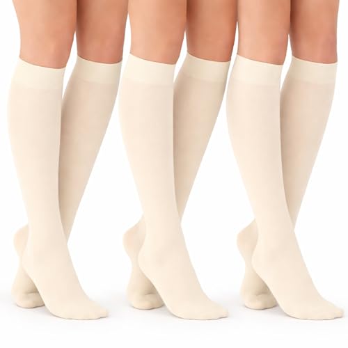 Image of Diamond Star Women's Trouser Socks, Opaque Knee High Nylon Socks, Stretchy Comfort Fit for Work and Casual, 6 Pairs