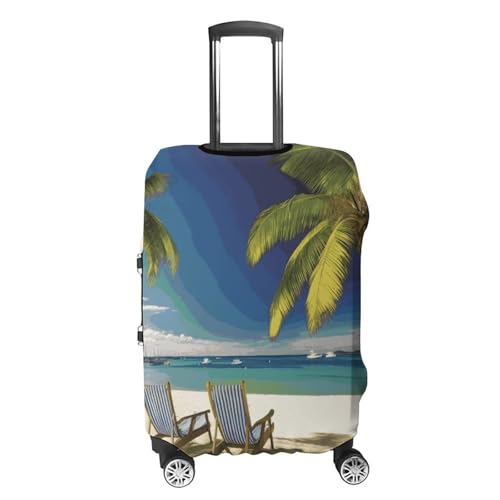 Beach Palm Tree Chairs Boats Luggage Cover Elastic Suitcase Protector Case Anti-Scratch Washable Baggage Covers Protector For Traveling, Aircraft Consignment S4