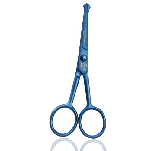 wishbeauty Kids Safety Round Tip & Curved Hair Scissors - Professional Salon Barber Scissors for Baby (Blue, 4.5")