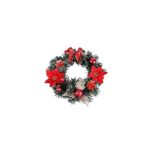 Couronne de Noël de porte haut de gamme rouge de 30 cm pour extérieur