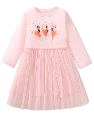Girls Dresses for Winter Long Sleeve Toddler Girls Clothes Party Tulle Cotton Casual Dresses