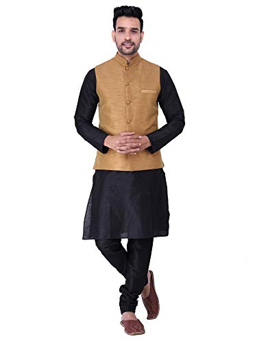 Image of Sadree Silk Men's Kurta Pajama Waistcoat or Nehru Jacket Set