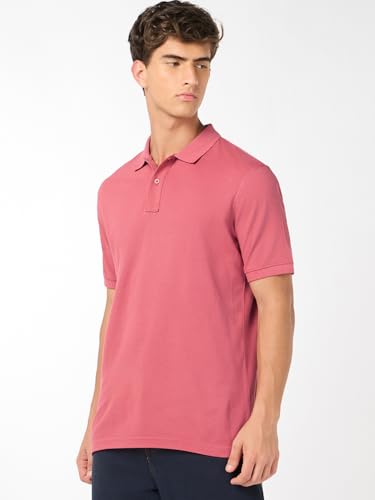 Image of Bewakoof Men Solid Regular Fit Half Sleeve Collar Pure Cotton T-Shirt