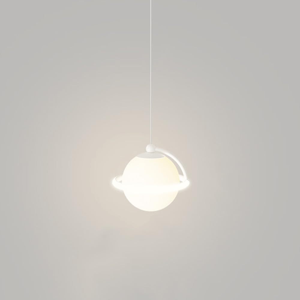 Lampe suspendue moderne PEYNIR en résine crème orbe pour chevet