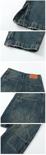 Men's Loose Straight Jeans Vintage Work Jeans3