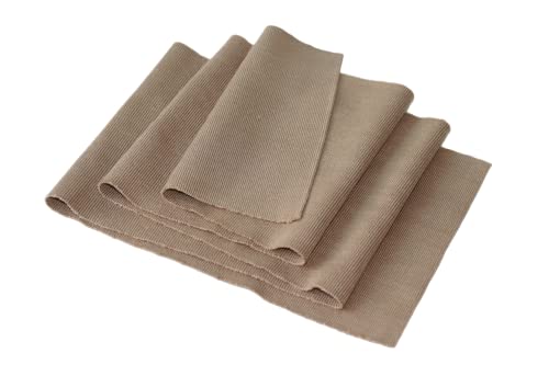 Image of TinaKim Ribbing Knit Fabric, for Waistbands Collar Cuffs Material (Strip of Khaki, 40x8in)