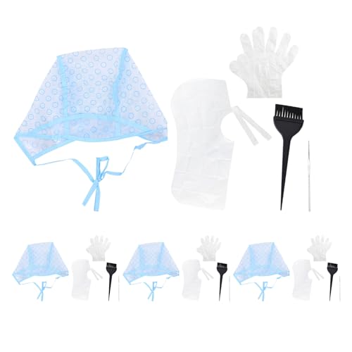 TOGEVAL 4 Juegos Kit de Gorro para Mechas con Reutilizable y Seguro Incluye Gancho y Cepillo Profesional para Resaltar Cabello Casa y Salón Compatible Tipo de Pelo