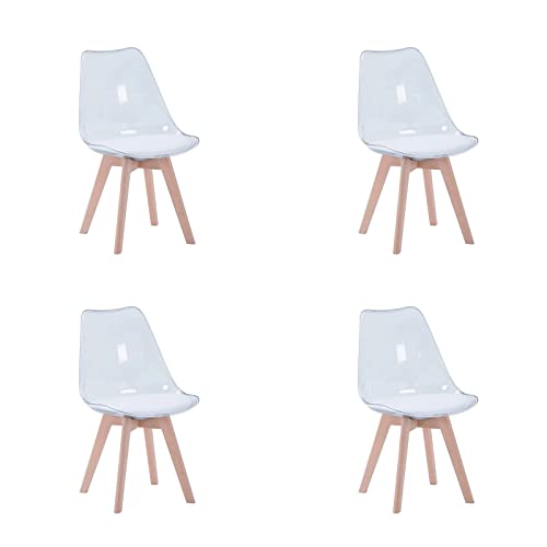 Hjhomeheart Juego De 4 Sillas De Comedor Transparentes Modernas, Sillas De Comedor Tapizadas Extraíbles, Sillas De Cocina De Diseño Escandinavo Hjhomeheart Juego De 4 Sillas De Comedor Transparentes Modernas, Sillas De Comedor Tapizadas Extraíbles, Sillas De Cocina De Diseño Escandinavo