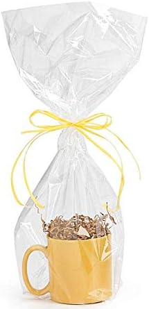 10 Pack Cellophane Bags for Baskets 9 X 20 10 PACK Cellophane Gift Bags For Wine Bottles Small Baskets Mugs And Gifts (10 Bags) BOPP Clear Cello Cellophane Bags Gift Basket Package Flat Gift Bags BOPP Bags (Flat, 9 x 20)