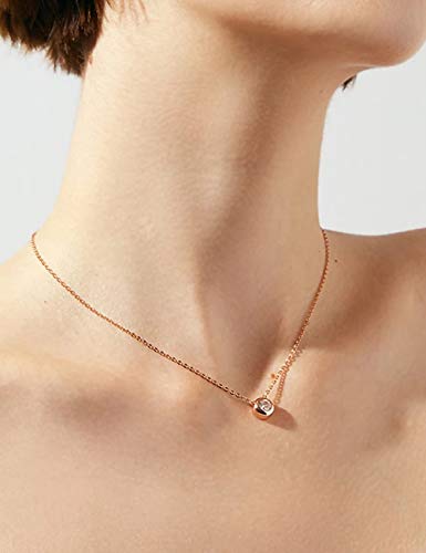 Mints Sterling Silver 1.0ct Solitaire Cubic Zirconia Pendant Necklace for Women Bezel Setting D Color, VVS Clarity Simulated Necklace for Women 16"-18"2