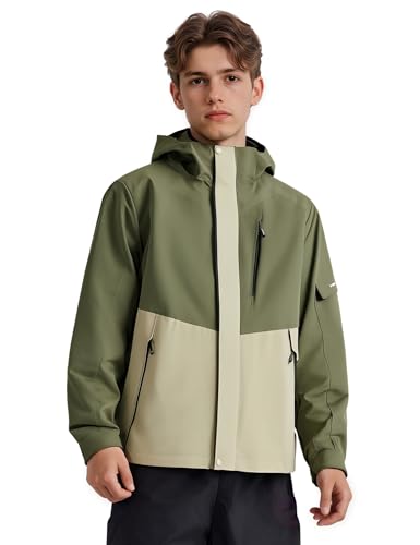 Image of Venzina Men's Waterproof Rain Jacket-Lightweight Windbreaker with Color Block Design, Breathable for Urban Outdoor, Daily Commuting I Fashion Unisex Couple Jacket