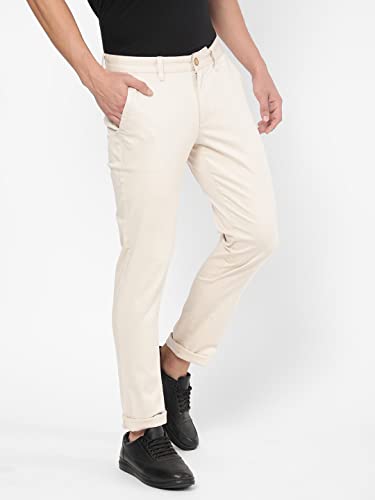 Image of Arvind Men Beige Modern Fit Chinos